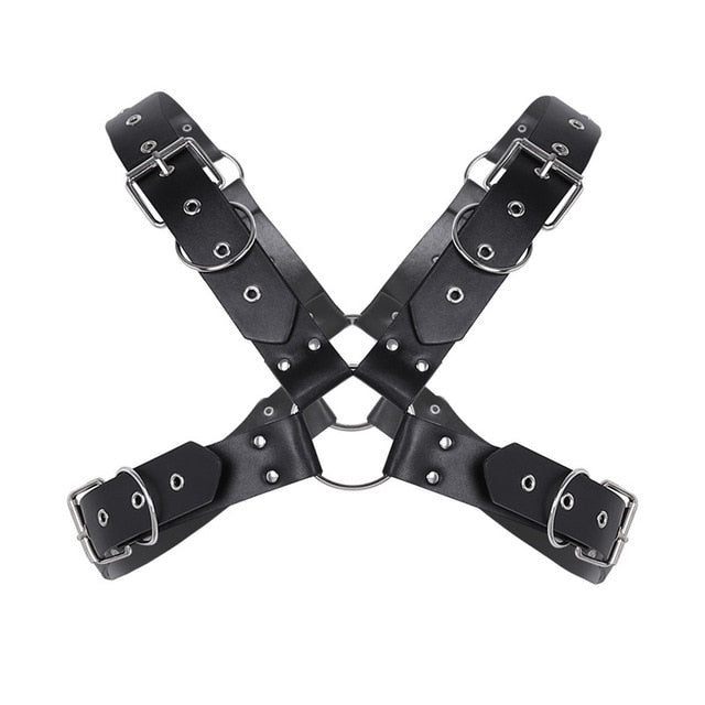 MSemis Harness Mens Bondage Gay Punk Leather Harness Men Body Chest Shoulder Half Harness Belt Fetish Gay bdsm Bondage Clubwear